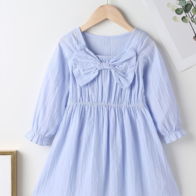 Piger Bomuld Langærmet Bowknot Decor Dress