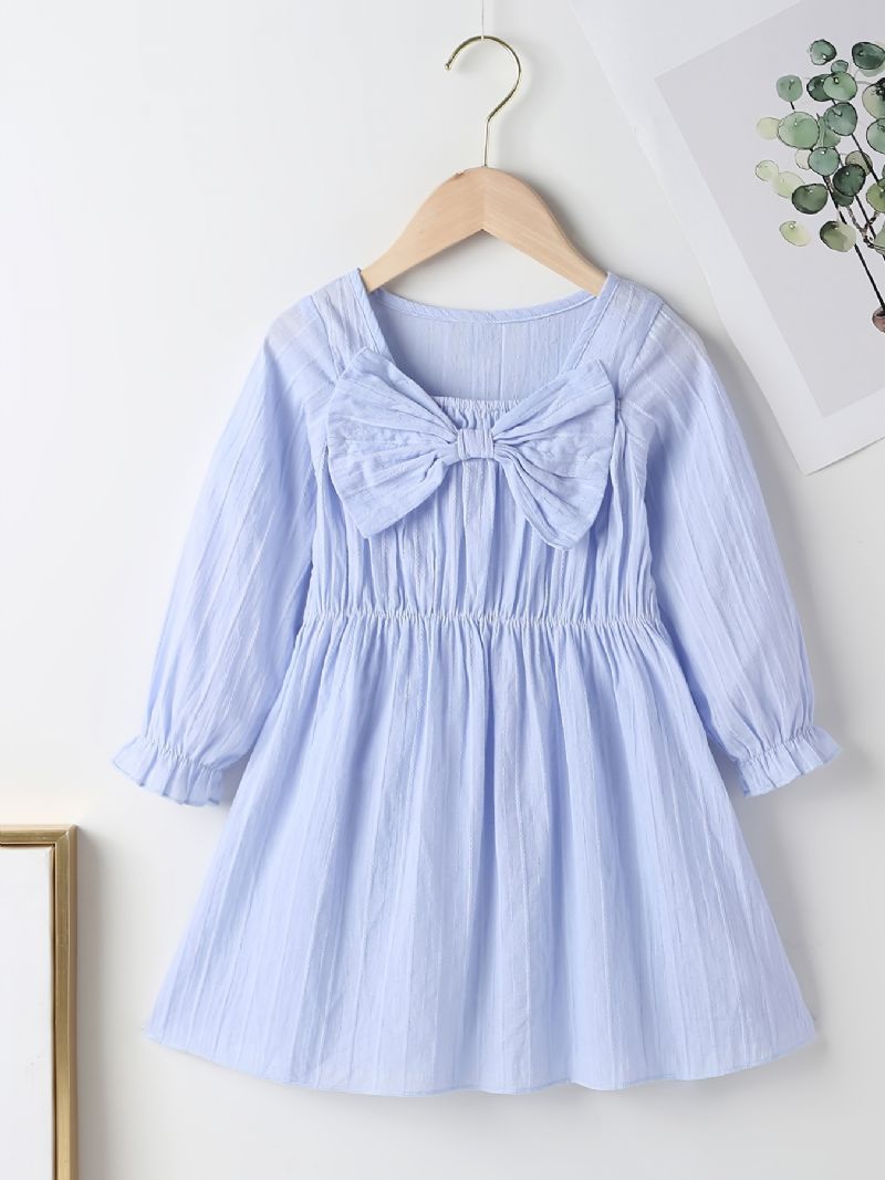 Piger Bomuld Langærmet Bowknot Decor Dress