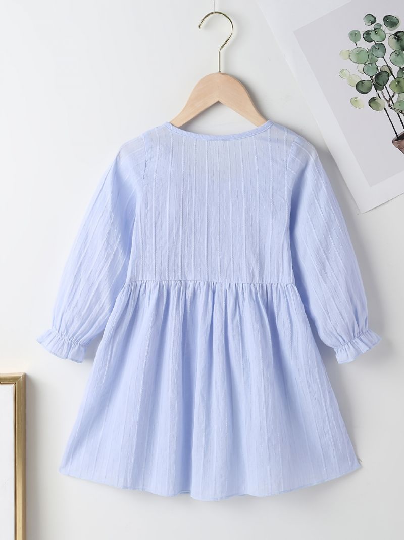 Piger Bomuld Langærmet Bowknot Decor Dress
