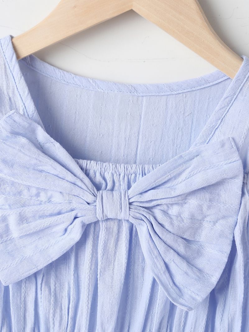 Piger Bomuld Langærmet Bowknot Decor Dress