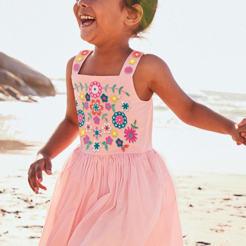 Piger Broderet Blomstret Pink Slip Dress