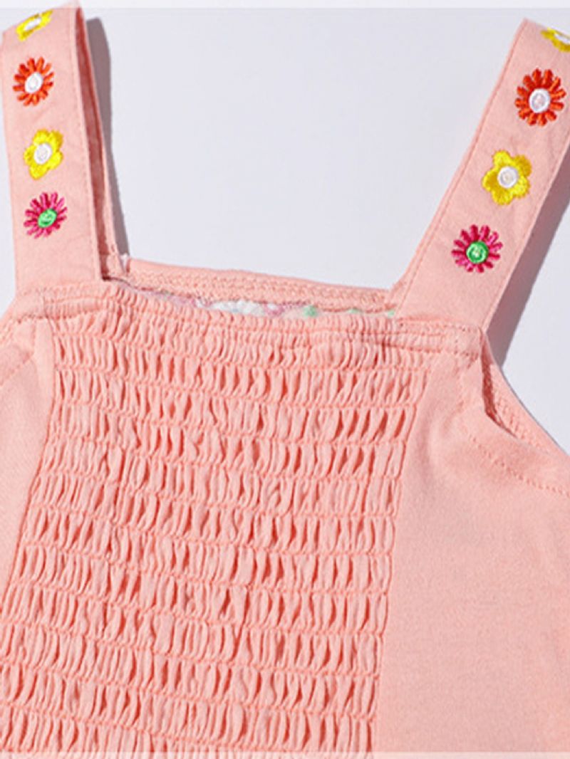 Piger Broderet Blomstret Pink Slip Dress
