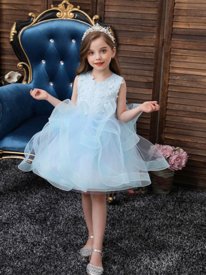 Piger Bryllup Prinsesse Fluffy Blomsterkjole Børnefødselsdagsfest Festspil Tutu Tyl Prinsessekjoler