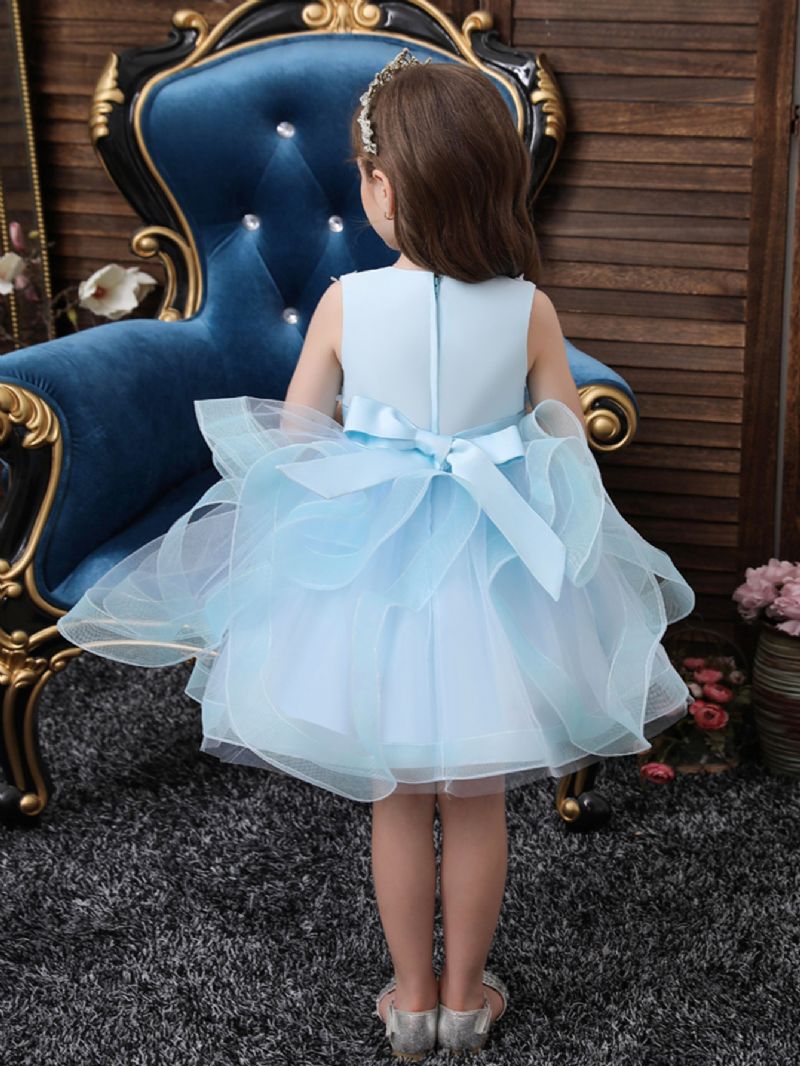 Piger Bryllup Prinsesse Fluffy Blomsterkjole Børnefødselsdagsfest Festspil Tutu Tyl Prinsessekjoler