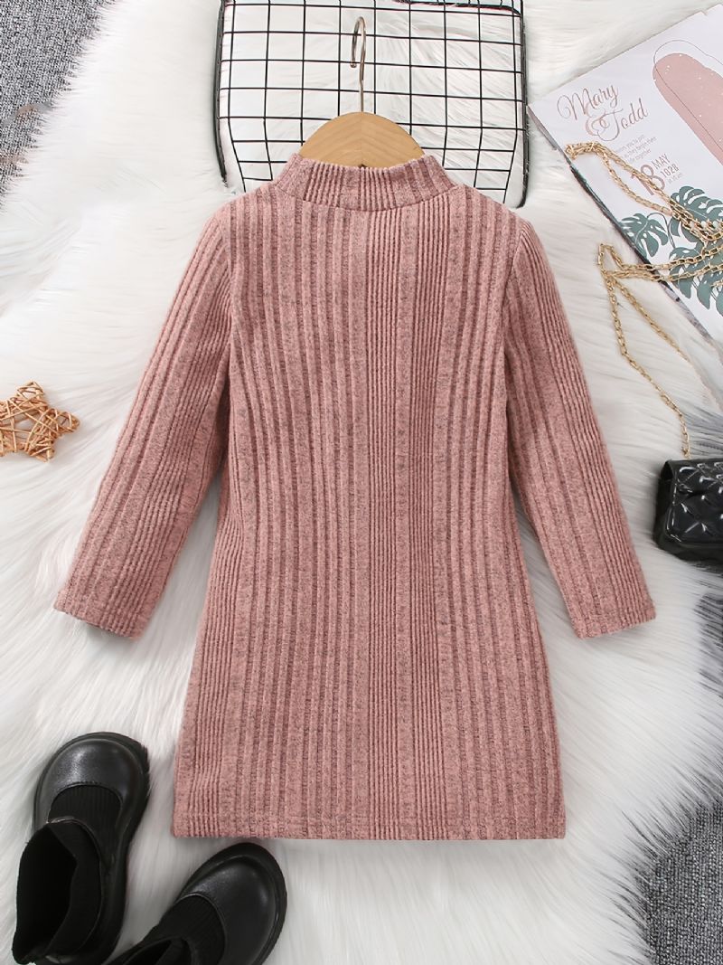 Piger Casual Strikket Termisk Rund Hals Sweater Kjole Til Vinter