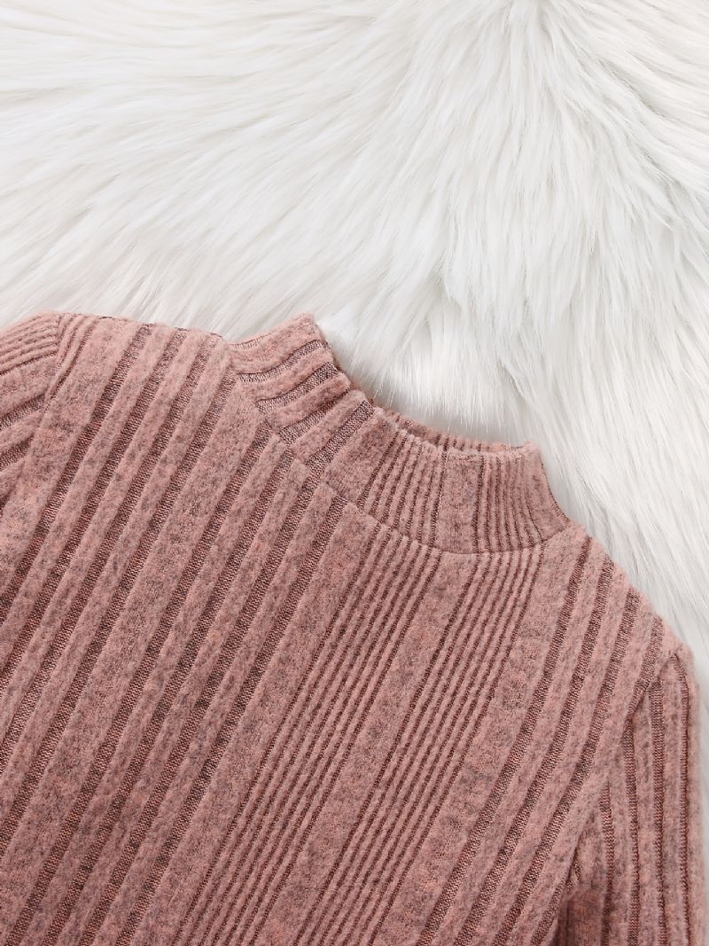 Piger Casual Strikket Termisk Rund Hals Sweater Kjole Til Vinter