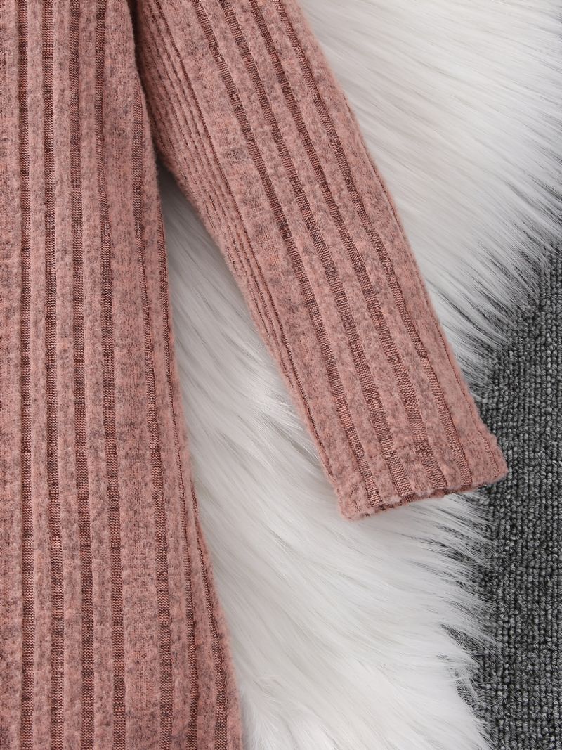 Piger Casual Strikket Termisk Rund Hals Sweater Kjole Til Vinter