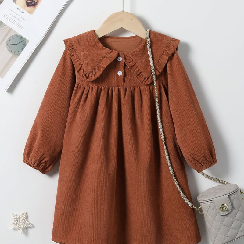 Piger Corduroy Dolly Collar Vintage Kjole