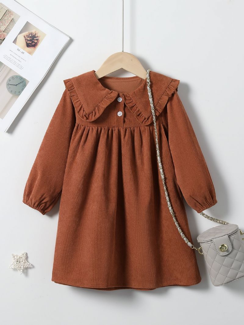 Piger Corduroy Dolly Collar Vintage Kjole