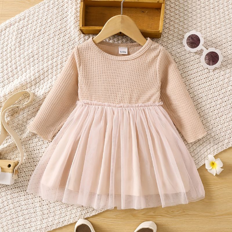 Piger Elegant Dressy Stitching Mesh Tutu Kjole Til Fest Performance Børnetøj