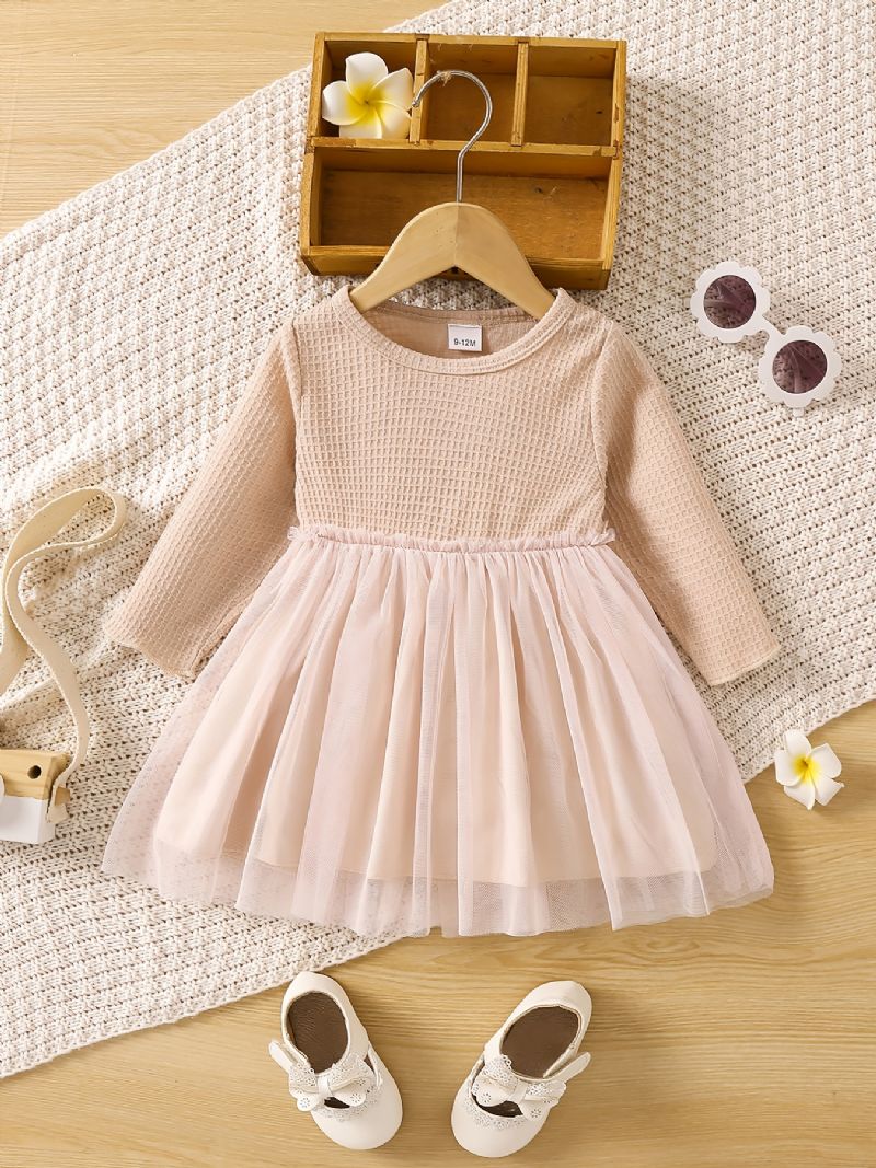Piger Elegant Dressy Stitching Mesh Tutu Kjole Til Fest Performance Børnetøj