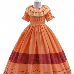 Piger Elegant Gorgeous Ruffled Dress Costume For Performance Party Orange