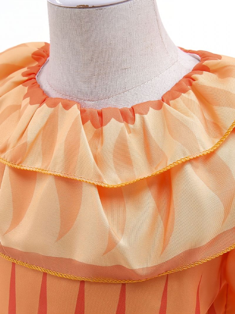 Piger Elegant Gorgeous Ruffled Dress Costume For Performance Party Orange