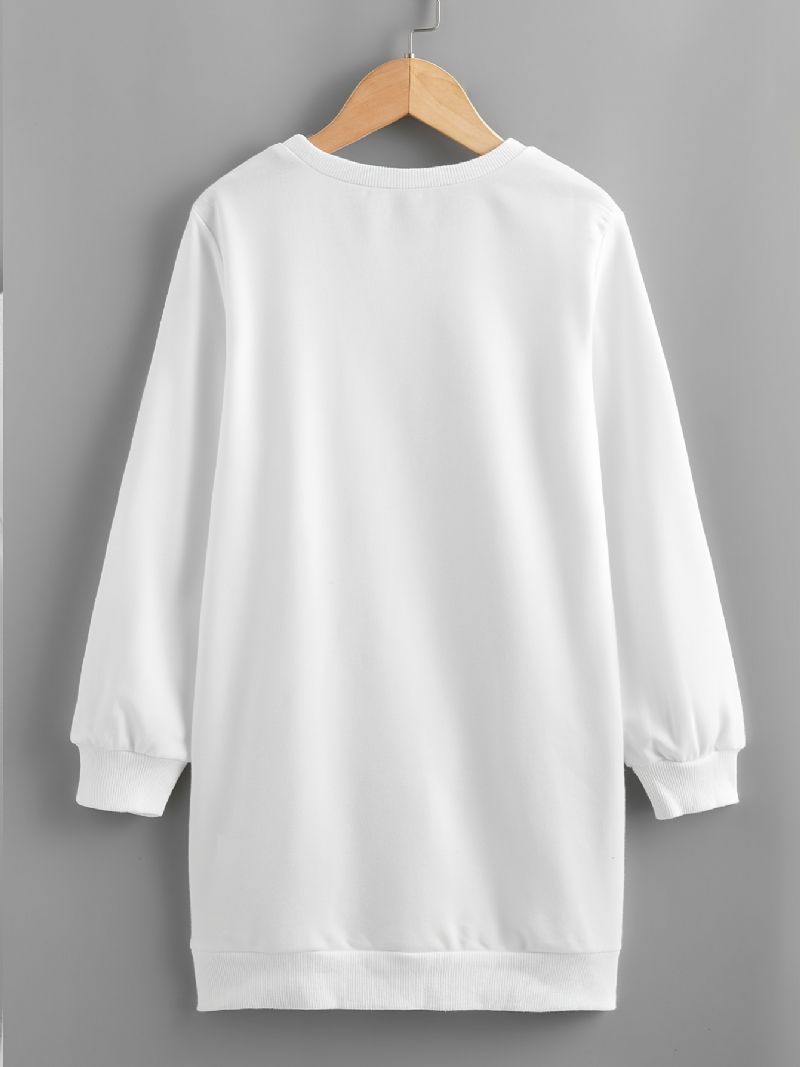 Piger Heart Print Sweatshirt Kjole Langærmet Crew Neck Dress Børnetøj