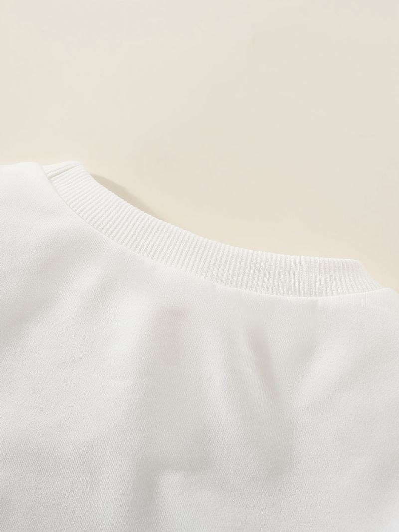 Piger Heart Print Sweatshirt Kjole Langærmet Crew Neck Dress Børnetøj