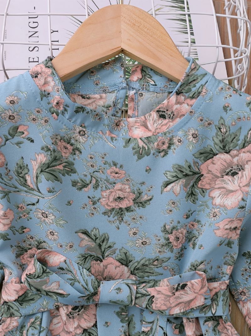 Piger Langærmet Blomsterprint Kjole Børnetøj