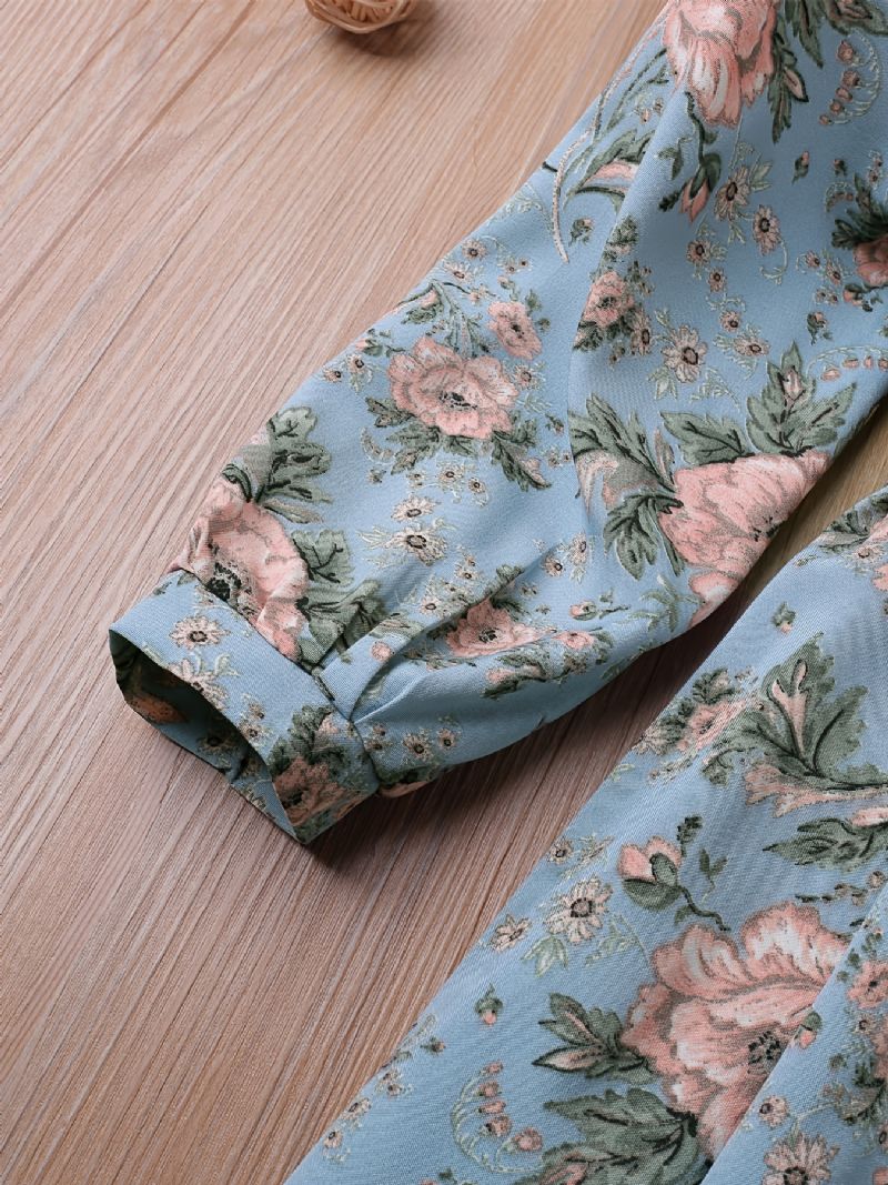 Piger Langærmet Blomsterprint Kjole Børnetøj