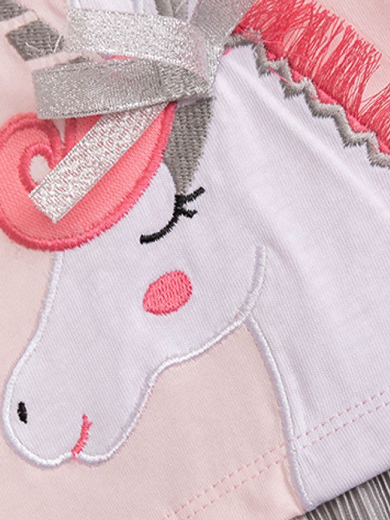Piger Langærmet Enhjørning Tegneserie Print Patchwork Kjole