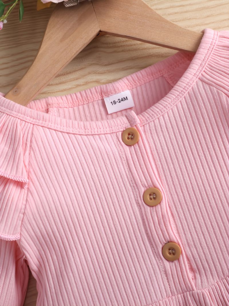 Piger Langærmet Flæser Solid/blomstret Print Kjole