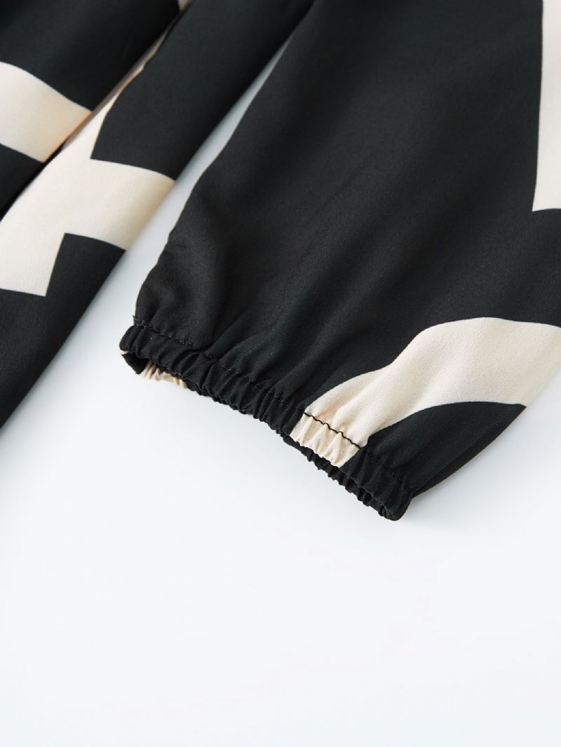 Piger Lapel Printed Bogstaver Langærmet Kjole