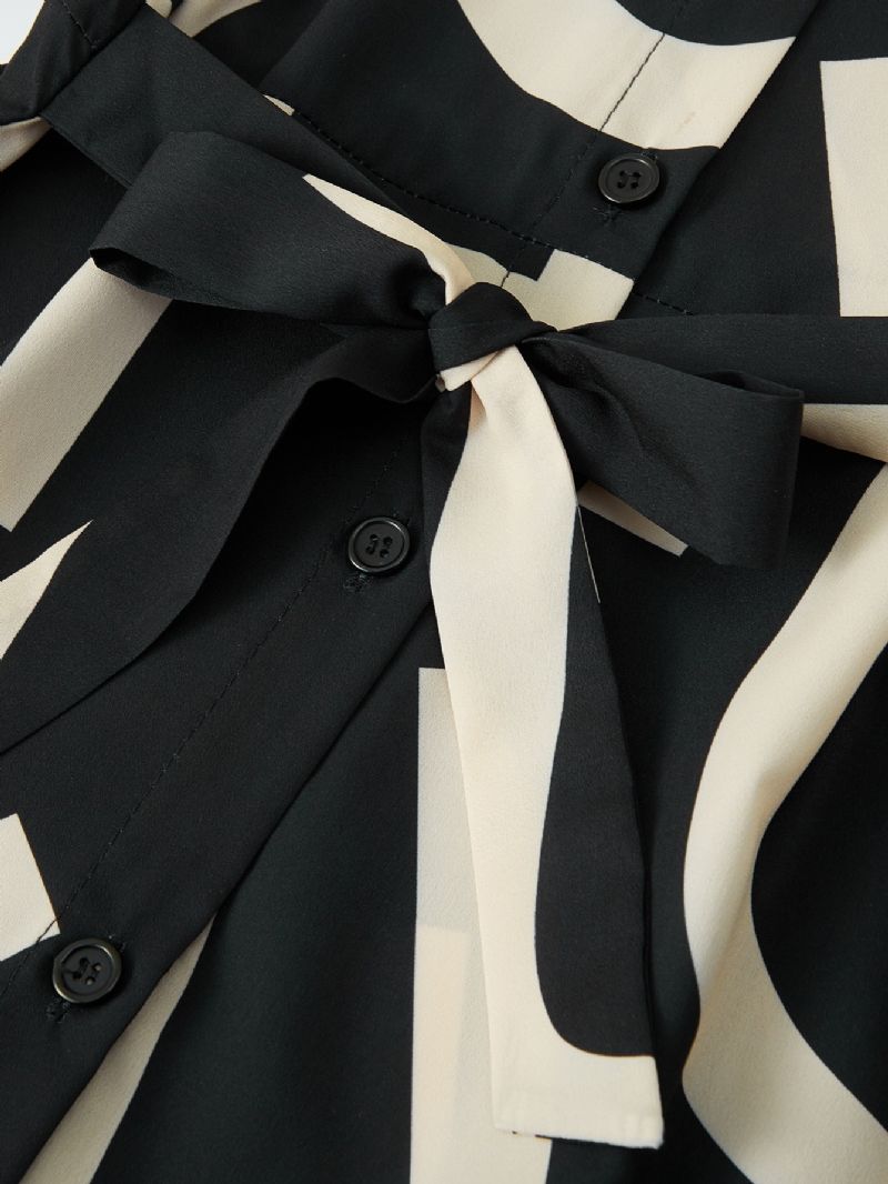 Piger Lapel Printed Bogstaver Langærmet Kjole