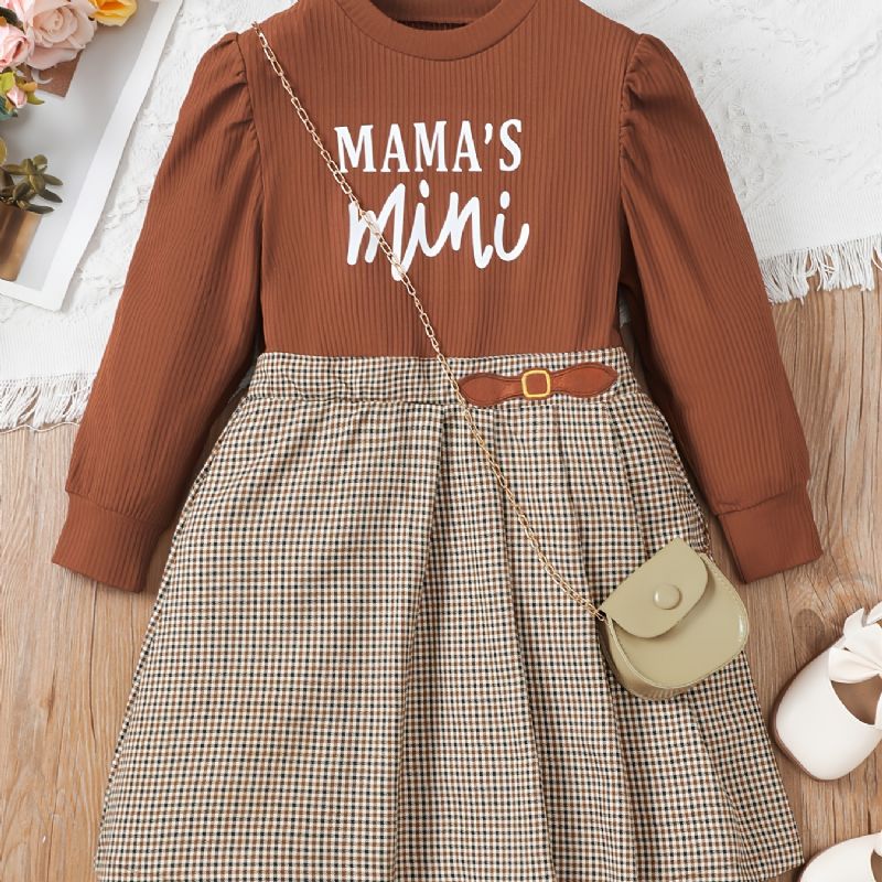 Piger Letter Print Alfabet Plisseret Elegant Casual Langærmet Kjole