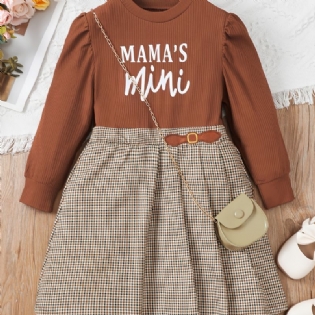 Piger Letter Print Alfabet Plisseret Elegant Casual Langærmet Kjole
