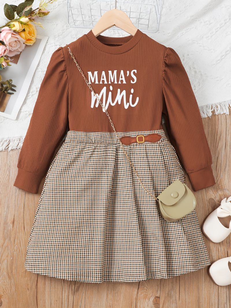 Piger Letter Print Alfabet Plisseret Elegant Casual Langærmet Kjole