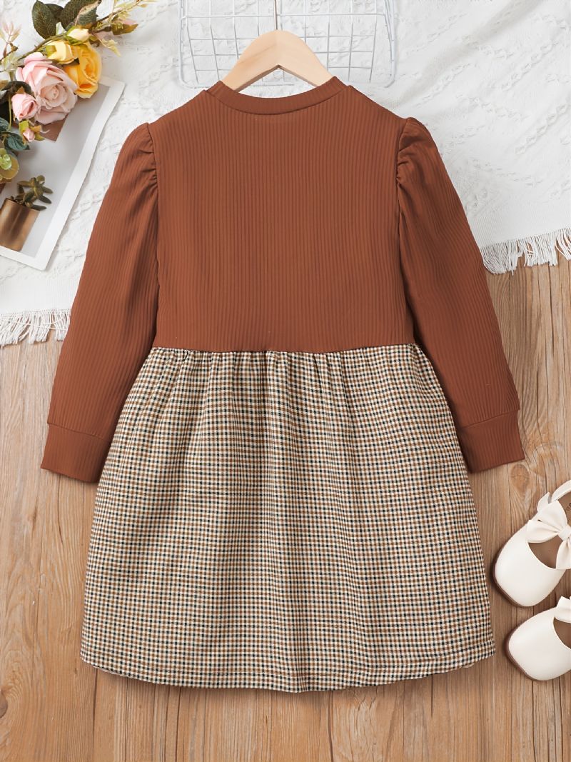 Piger Letter Print Alfabet Plisseret Elegant Casual Langærmet Kjole