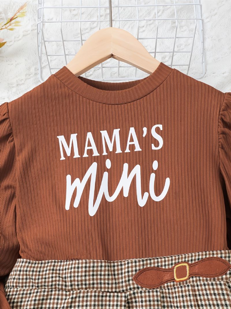 Piger Letter Print Alfabet Plisseret Elegant Casual Langærmet Kjole