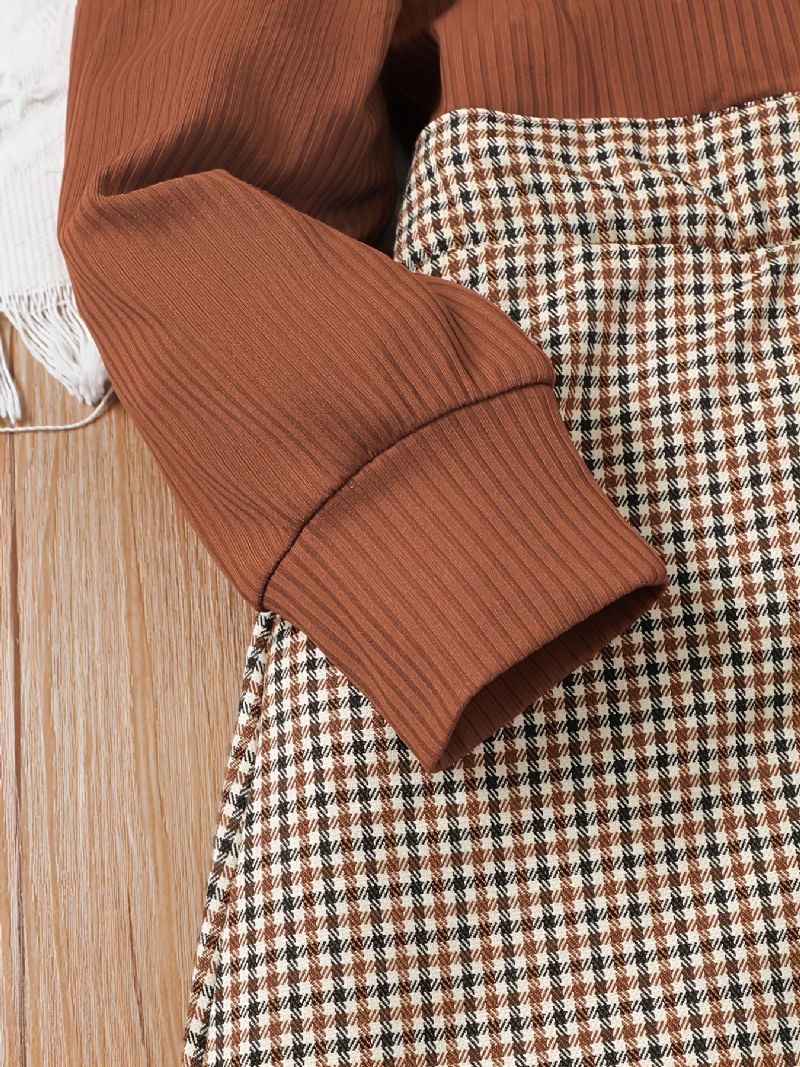 Piger Letter Print Alfabet Plisseret Elegant Casual Langærmet Kjole