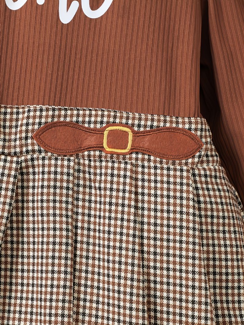 Piger Letter Print Alfabet Plisseret Elegant Casual Langærmet Kjole