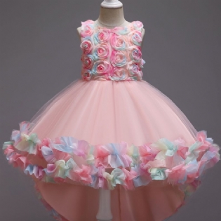 Piger Mesh Flower Catwalk Princess Dress Børnetøj