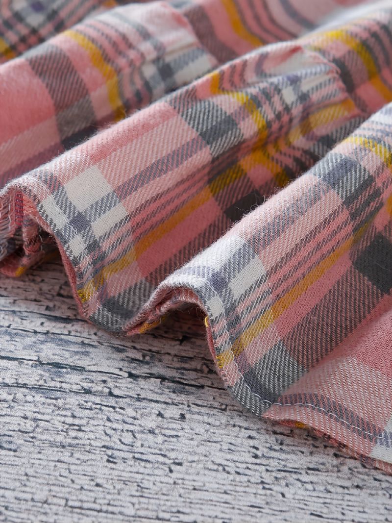 Piger Moderigtig Elegant Plaid Standkrave Langærmet Kjole