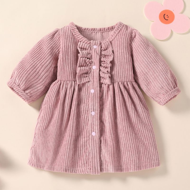 Piger Pink Pit Strip Corduroy Blonde Knap Kjole