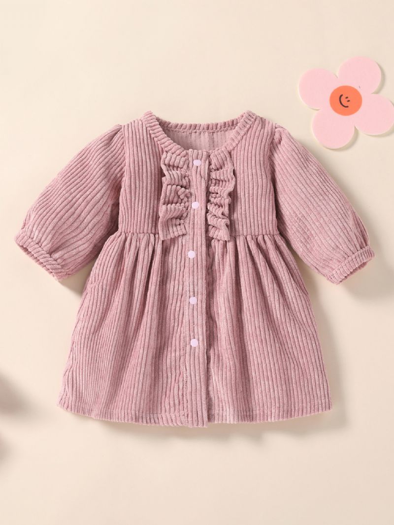 Piger Pink Pit Strip Corduroy Blonde Knap Kjole