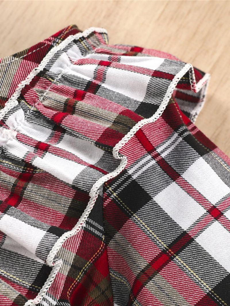 Piger Plaid Bowknot Bælte Festkjole Til Jul Fødselsdag