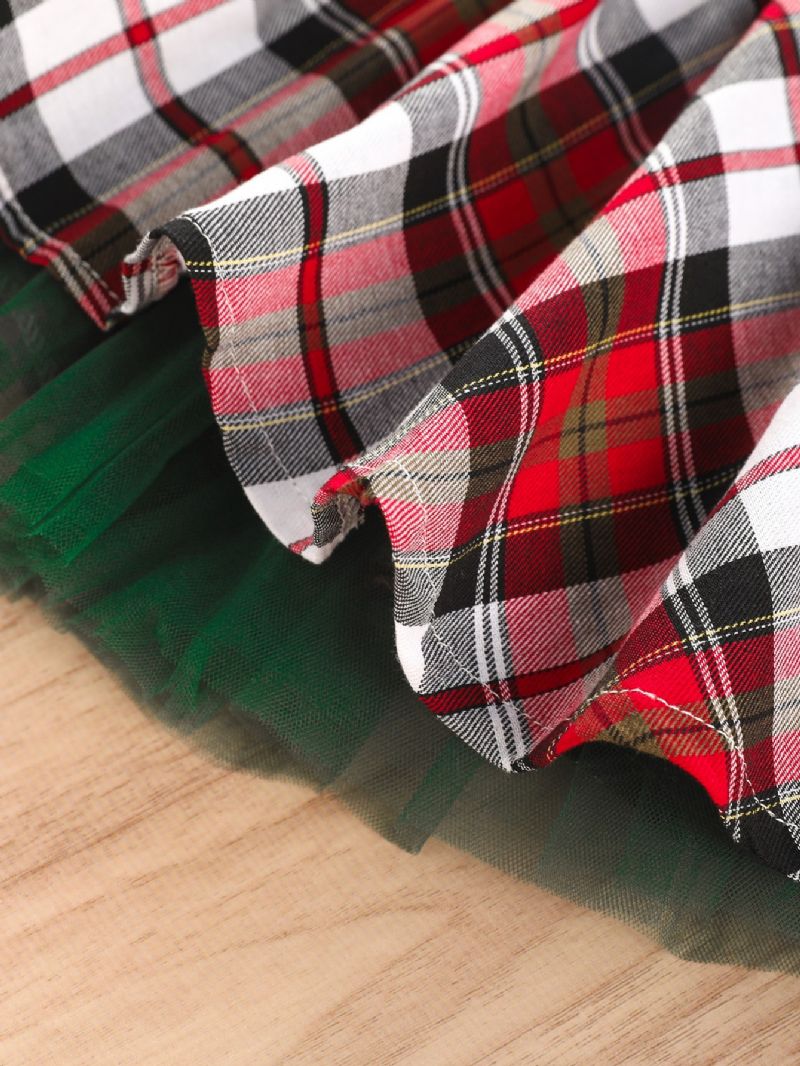 Piger Plaid Bowknot Bælte Festkjole Til Jul Fødselsdag