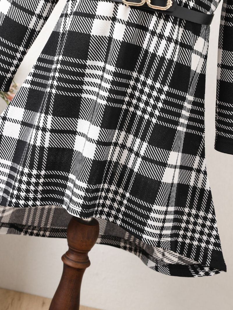 Piger Plaid Print Langærmet Uregelmæssig Nederdel A-line