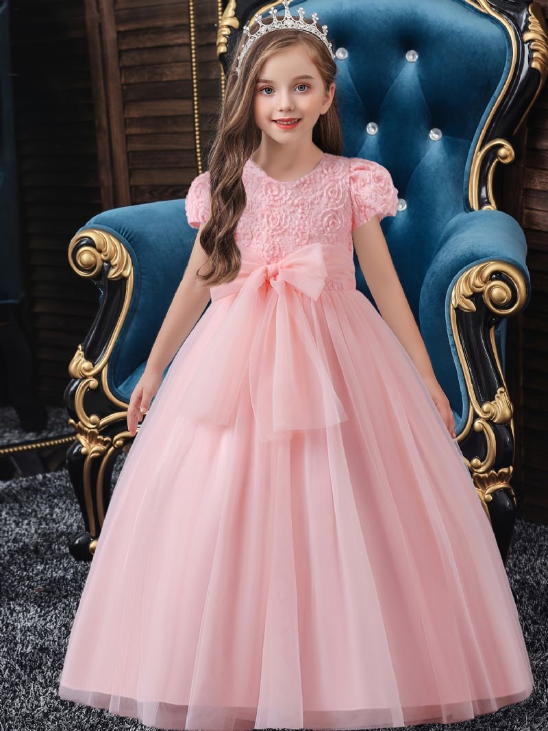 Piger Prinsesse Floral Fluffy Mesh Broderede Elegante Casual Kjoler