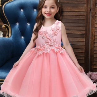 Piger Prinsesse Fluffy Mesh Broderede Elegante Casual Kjoler