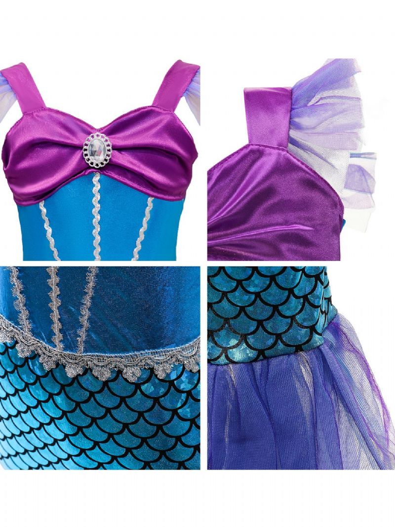 Piger Prinsesse Havfruekjole Kostume Dress Up Fødselsdagsfest Jul Cosplay Outfit Tilbehør Inkluderet Sæt