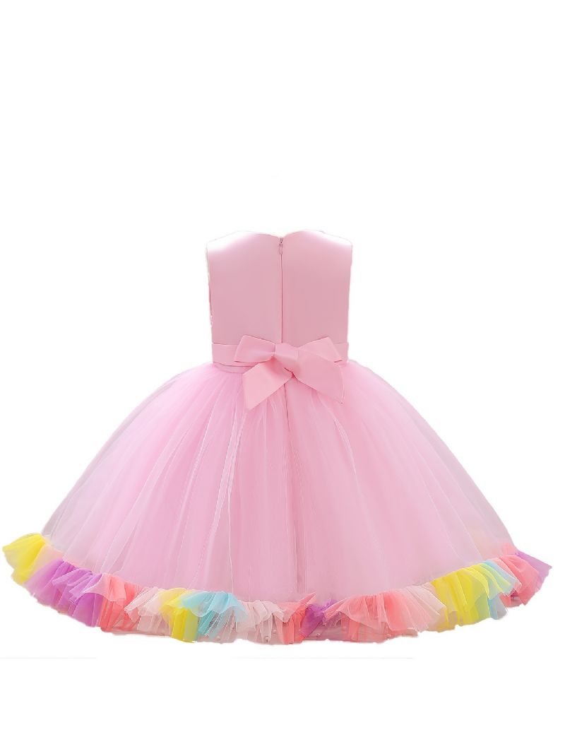 Piger Prinsesse Kjole Ærmeløse Blomster Tyl Flæse Tutu Performance Bryllup Til Aften Fødselsdagsfest Børnetøj