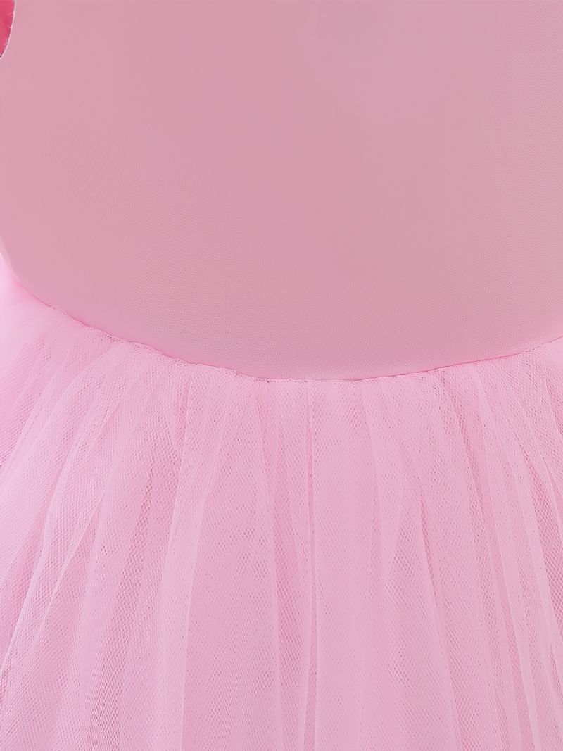 Piger Prinsesse Kjole Ærmeløse Blomster Tyl Flæse Tutu Performance Bryllup Til Aften Fødselsdagsfest Børnetøj