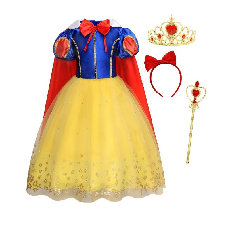 Piger Prinsesse Kjole Kostume Dress Up Fødselsdagsfest Jul Cosplay Outfit Tilbehør Inkluderet Sæt Børnetøj