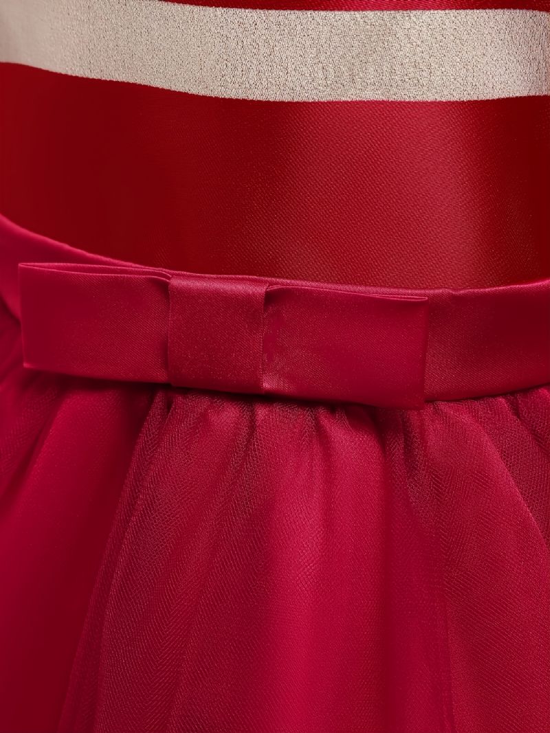 Piger Prinsesse Stribet Kjole Langærmet Mesh Tutu Performance Bryllupsblomst Til Aften Fødselsdagsfest Børnetøj