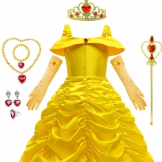 Piger Prinsesse Udklædningskjole Med Tilbehør Beauty & The Beast Dress