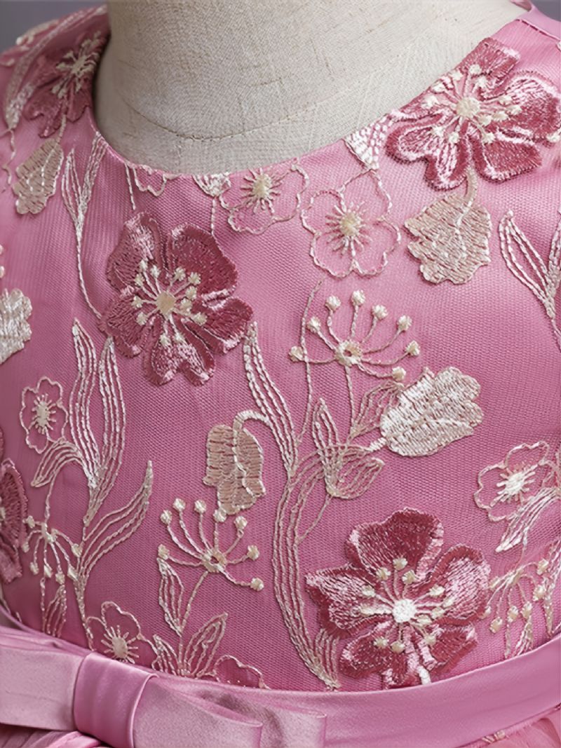 Piger Prinsessekjole Ærmeløs Blomsterbroderi Tutu Kjole Performance Bryllupsblomst Til Aften Fødselsdagsfest Børnetøj