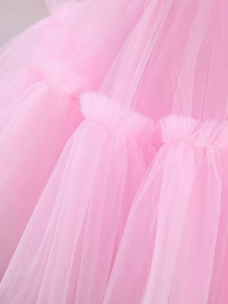 Piger Prinsessekjole Flyvende Ærmer Mesh Tutu-kjole Performancekjole Bryllupsblomsterpiger Til Aften Fødselsdagsfest Børnetøj