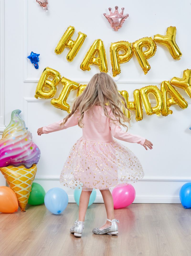 Piger Prinsessekjole Unicorn Pailletter Langærmet Efterårskjole Børnefødselsdagsfest Bryllupstylkjole